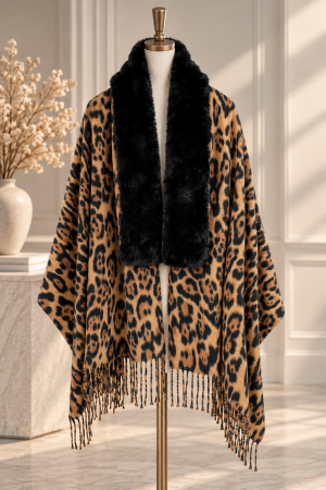 Poncho Damă Leopard WILD CHIC maro-negru [1]
