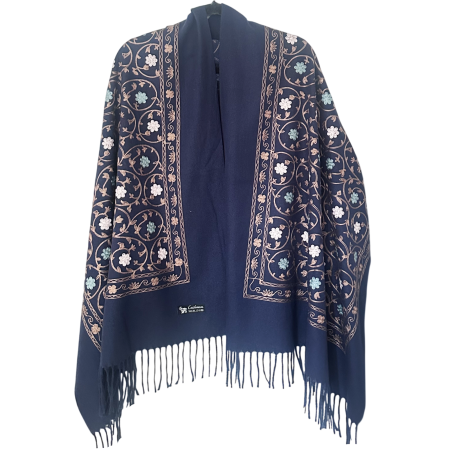 Saluri & Fulare - Sal Poncho cu broderie CHLOE - Bleumarin