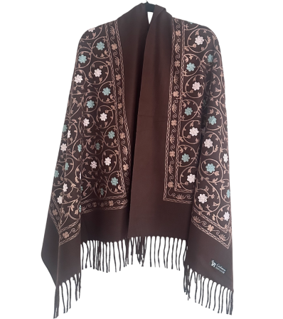 Sal Poncho casmir cu broderie CHLOE maro [1]