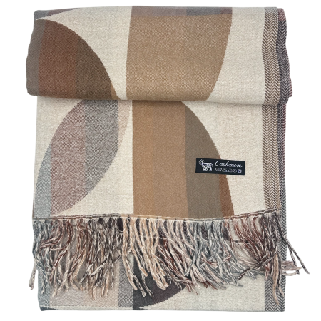 Sal Poncho cu model geometric ECLIPSE, Bej/ Maro [5]