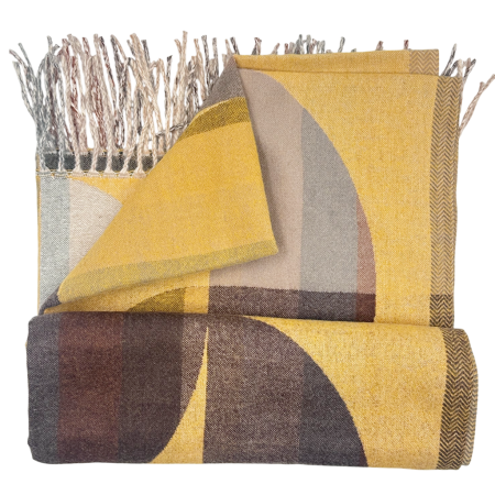 Sal Poncho cu model geometric ECLIPSE, Galben/ Maro [4]