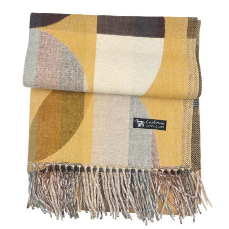 Sal Poncho cu model geometric ECLIPSE, Galben/ Maro [3]