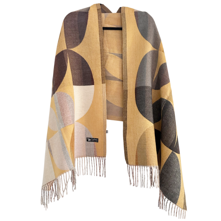 Saluri & Fulare - Sal Poncho cu model geometric ECLIPSE, Galben/ Maro