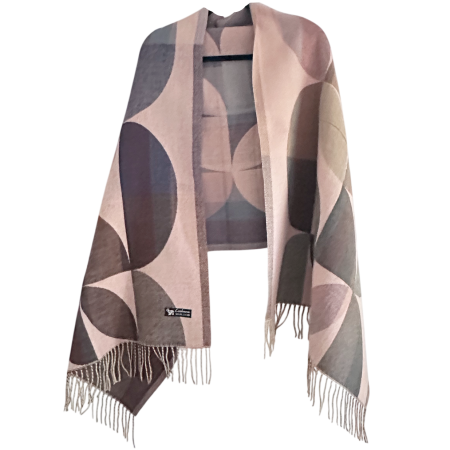 Saluri & Fulare - Sal Poncho cu model geometric ECLIPSE, Roz/ Maro