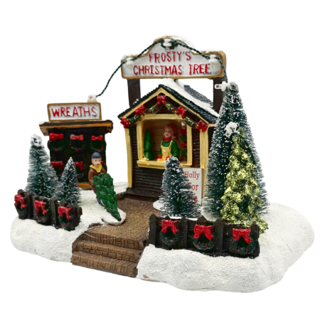 DECORATIUNI MUZICALE - Scena de Craciun cu Magazinul de Brazi FROSTY, Cu muzica si lumini