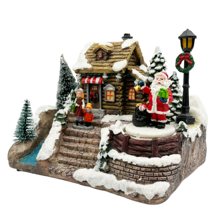 DECORATIUNI MUZICALE - Scena de Craciun cu Mos Craciun animat si Colindatori JOY, Cu muzica si lumini