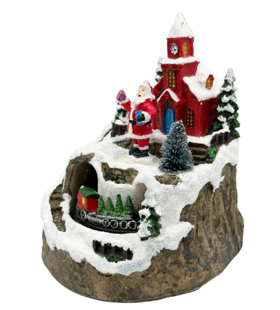 Decorațiune Muzicală de Crăciun cu LED, Mos Craciun și Trenuleț – Peisaj de Iarnă Magic [1]