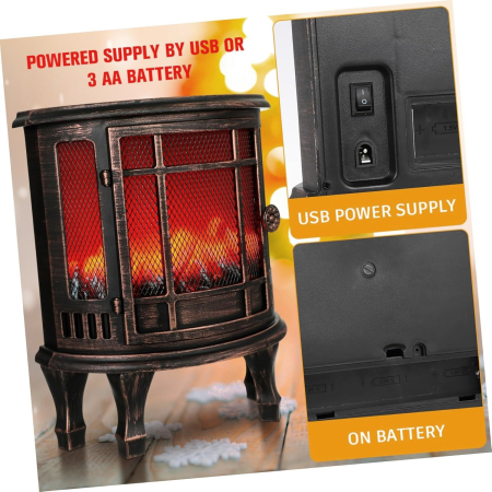 Semineu Decorativ Vintage THOMAS, Cu Efect Flacara [2]