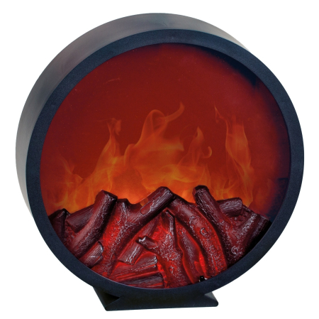 DECORATIUNI LUMINOASE - Semineu Rotund Decorativ Vintage THOMAS, Cu Efect Flacara