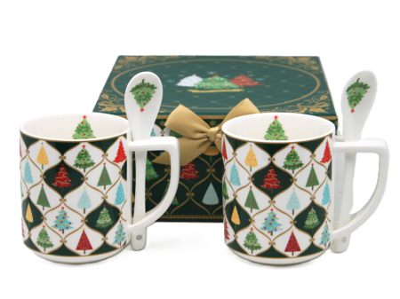 Set 2 Cani din Portelan cu Lingurita DIAMOND – Model Braduti [3]