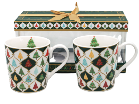 MAGIE DE CRACIUN - Set 2 Cani din Portelan DIAMOND – Model Braduti