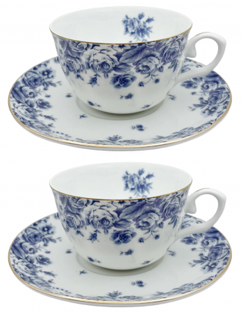 Servire Ceai & Cafea - Set portelan fin, 2 Cesti si farfurii AMELIE, 180ml