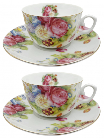 Set portelan fin, 2 Cesti si farfurii Genevieve, 180ml