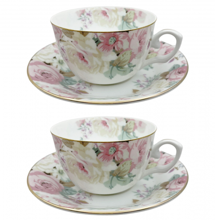 Seturi Din Portelan - Set portelan fin, 2 Cesti si farfurii Henriette, 180ml