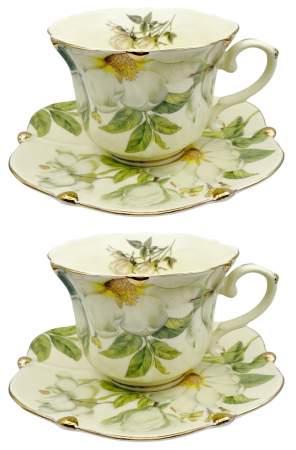 Seturi Din Portelan - Set portelan Vintage, 2 Cesti si Farfurii Lerida, 180ml