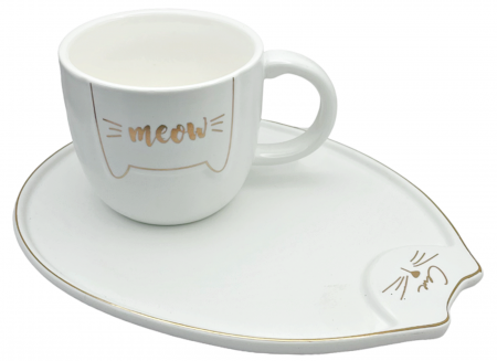 Set 2 Cesti cu Farfurii, Pisica MEOW, 200ml [1]