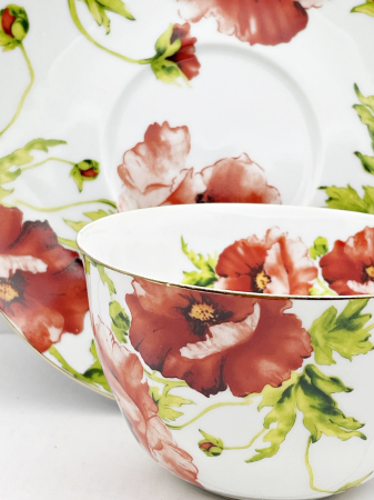 Set portelan fin, 2 Cesti si farfurii POPPY, 180ml [3]