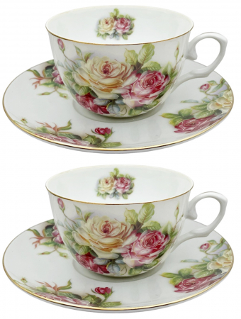 Seturi Din Portelan - Set portelan fin, 2 Cesti si farfurii Valerie, 180ml