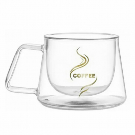 Set 2 Cani sticla borosilicata COFFEE, Perete dublu, 200ml [6]