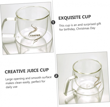Set 2 Cani sticla borosilicata COFFEE, Perete dublu, 200ml [2]