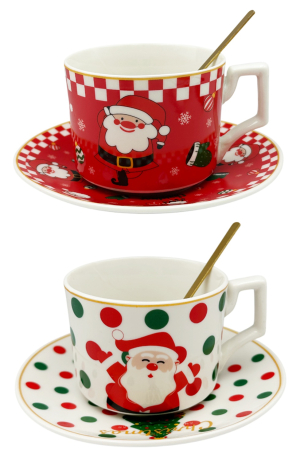 MAGIE DE CRACIUN - Set 2 Cesti & 2 Farfurii cu Mos Craciun SEASON, 180ml