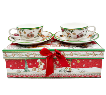 MAGIE DE CRACIUN - Set 2 Cesti portelan GINGERBREAD