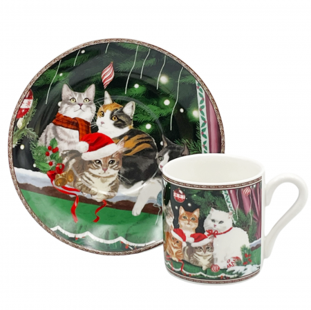 Set 2 Cesti si 2 Farfurii Craciun KITTEN, 100ml [2]