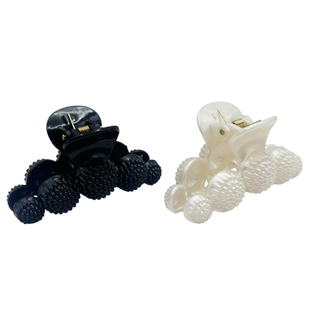 MODA & ACCESORII - Set 2 clame de par BUBBLE PEARL - Negru / Ivoire