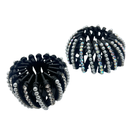 Set 2 clame de par tip cuib pasare SPARKLE - Cu perle și cristale [1]