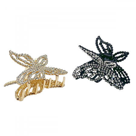 Accesorii De Par & Voalete & Diverse - Set 2 Clesti de Par MARIPOSA cu strasuri, Auriu/ Negru argintiu