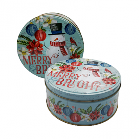 Set 2 Cutii metalice rotunde de Craciun MERRY & BRIGHT [1]