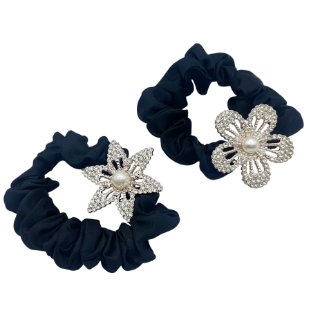 MODA & ACCESORII - Elastic de par - negru cu strasuri