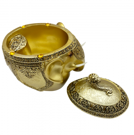 Elefant decorativ cu caseta de bijuterii GANESHA, Auriu, 16x10cm [2]