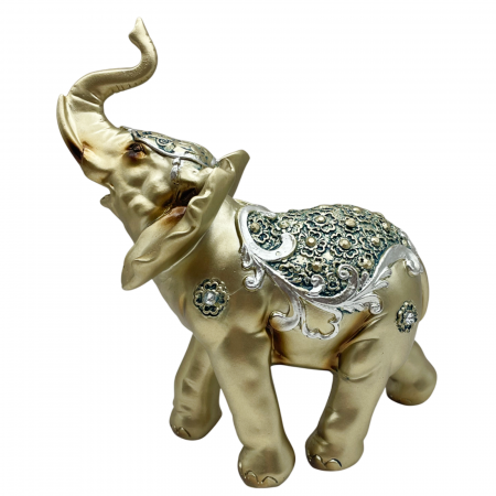 Elefant decorativ LOTUS, Auriu, 12x13cm [1]