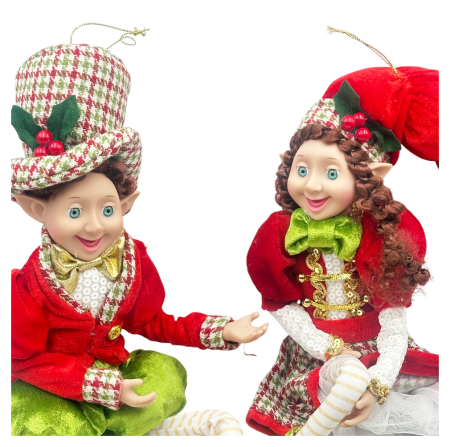 Set 2 Spiridusi decorativi HOLLY & RIVER, Verde/ Rosu, 50cm [1]