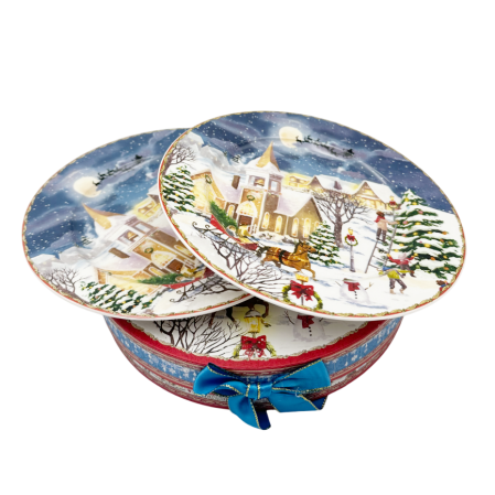 Set 2 Farfurii Portelan SEASON 19 cm – Model Peisaj de Iarna [4]