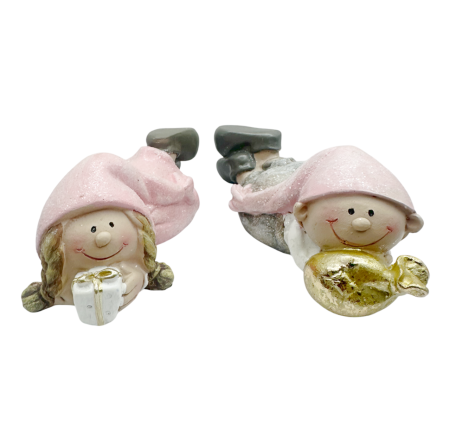 HOME & DECO - Set 2 Figurine BETH & JACK, Roz, 10x3.5cm