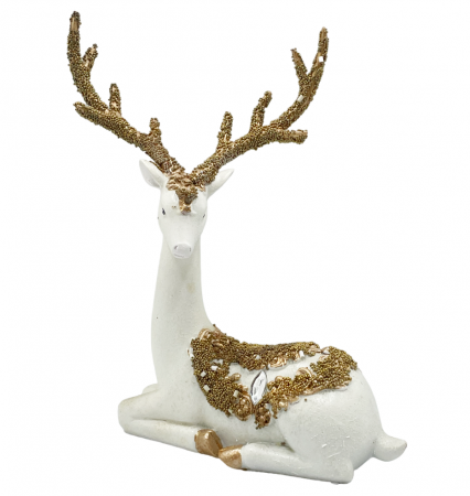 Figurine & Statuete - Cerb decorativ BEAUTY, Alb/ Auriu, 15x27cm