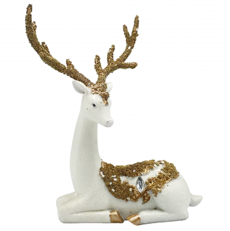 Cerb decorativ BEAUTY, Alb/ Auriu, 15x27cm [1]