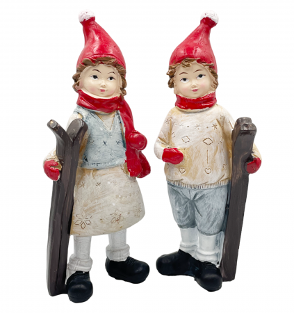 FIGURINE & PLUSURI - Set 2 Figurine Craciun NATALE, Rosu, 19cm