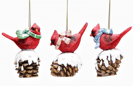 FIGURINE & PLUSURI - Set 3 Ornamente Craciun SONGBIRDS, 8.5cm