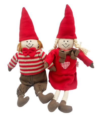 GLOBURI & FLORI DE BRAD - Set 2 Figurine Craciun MERRY, Rosu Maro, 30cm