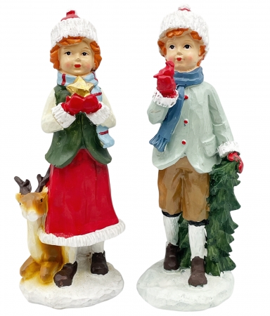 FIGURINE & PLUSURI - Set 2 Figurine Craciun MOLLY & SAM, 7x20cm