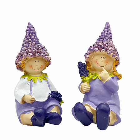 Statuete - Set 2 figurine decorative LAVENDER - 9 cm