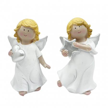 Figurine & Statuete - Set 2 Ingeri decorativi ELISE, Alb, 10cm