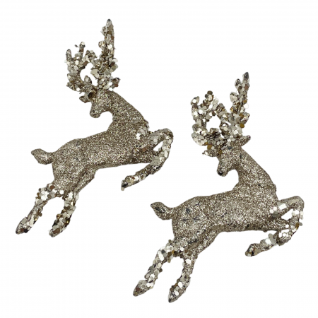 Colectia Sampanie & Crem & Ivoire - Set 2 Ornamente brad Craciun Ren DASHER, Sampanie, 11cm