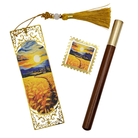 Set 2 Semne de Carte metalice si Pix GOLDEN FIELDS [1]