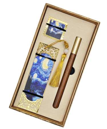 Agende & Articole De Scris - Set 2 Semne de Carte metalice si Pix GOLDEN NIGHTS