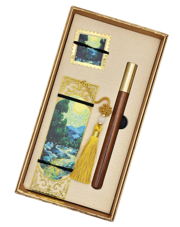 Agende & Articole De Scris - Set 2 Semne de Carte metalice si Pix GREEEN FOREST