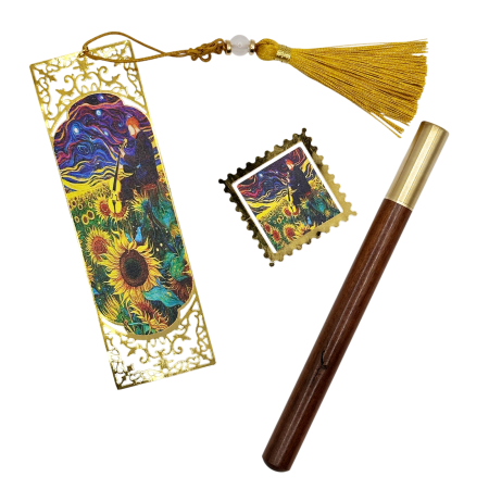 Set 2 Semne de Carte metalice si Pix SUNFLOWERS [1]